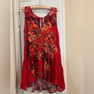 Update: SOLD on FB -Flowy lightweight red floral FREE PEOPLE tunic/dress size M.